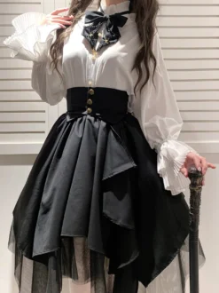 Blouses académiques Lolita à volants et manches longues Top Lolita chemise blanche