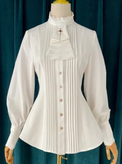 Blouses Gothiques Lolita Haut Lolita à Volants Chemisier Manches Longues Chemise Lolita Bordeaux