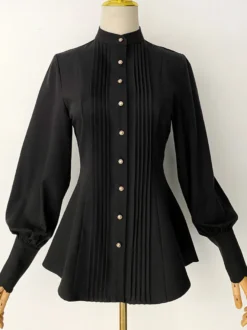 Blouses Gothiques Lolita Haut Lolita à Volants Chemisier Manches Longues Chemise Lolita Bordeaux