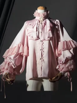 Blouses Gothiques Lolita Haut Lolita Manches Longues Blanches Chemise Lolita à Volants