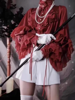 Blouses Gothiques Lolita Haut Lolita Manches Longues Blanches Chemise Lolita à Volants