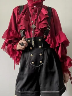 Blouses Gothiques Lolita Haut Lolita Manches Longues Blanches Chemise Lolita à Volants