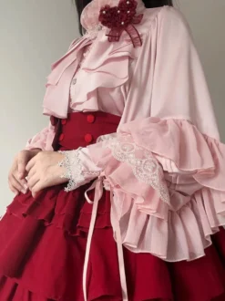 Blouses Gothiques Lolita Haut Lolita Manches Longues Blanches Chemise Lolita à Volants