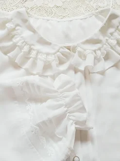 Blouses Sweet Lolita Blanc Manches Longues Volants Haut Lolita Chemise Lolita