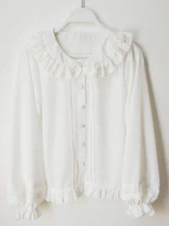 Blouses Sweet Lolita Blanc Manches Longues Volants Haut Lolita Chemise Lolita