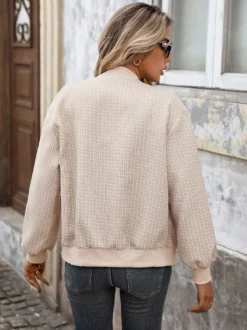 Blouson aviateur en tweed vêtement d'extérieur décontracté pour femme 2026