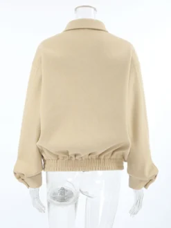 Blouson aviateur femme à épaules tombantes - Harrington minimaliste zippé avec patte de col - Tenues décontractées printemps 2026