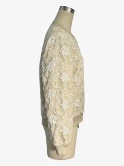 Blouson bomber femme en jacquard floral - Élégante veste zippée à motif floral 3D en relief et coupe ajustée - Streetwear chic printemps 2026