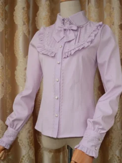 Blouson Sweet Lolita Robe rouge à manches longues Collier Bow Ruffled Winter Lolita Shirt Déguisements Halloween