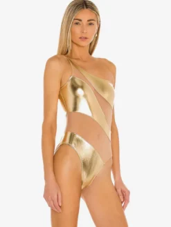 Body asymétrique en maille métallique ajourée patchwork transparent échancré idéal pour les festivals et raves.