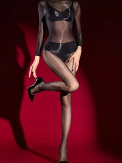 Body intégral transparent brillant à manches longues
