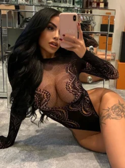 Body Nounours Femme avec Manches Longues Unicolore Lingerie Sexy