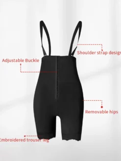 Body Shaper Shapewear Noir Boutons Avant Abdomen Épaississement Éponge Insert Pantalon Gainant Rehausseur de Fesses