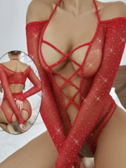 Body Teddy sans entrejambe lingerie transparente ajourée