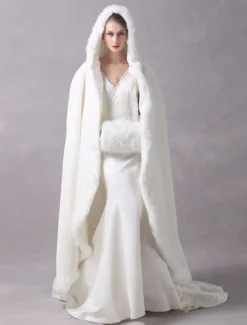 Boléro de fiançailles Rex Rabbit Fur ivoire avec lacets
