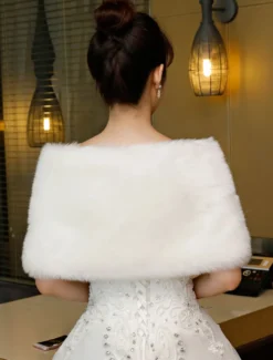 Boléro de mariée ivoire en fausse fourrure Accessoire de mariage