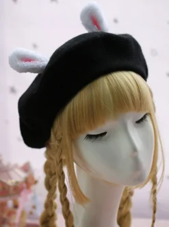 Bonnet Lolita Doux Béret Lolita Oreille Lapin Déguisements Halloween