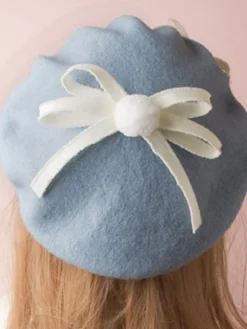 Bonnet Lolita Doux Noeud Laine Pom Pom Lolita Déguisements Halloween