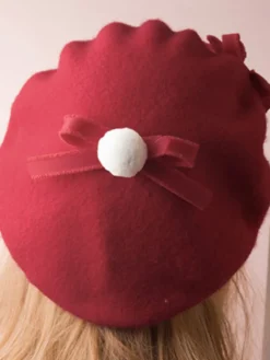 Bonnet Lolita Doux Noeud Laine Pom Pom Lolita Déguisements Halloween