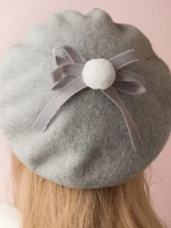 Bonnet Lolita Doux Noeud Laine Pom Pom Lolita Déguisements Halloween