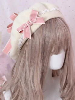 Bonnet Lolita en Laine Fleurie Lolita Doux Déguisements Halloween