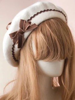Bonnet Lolita Sweet Lolita Bow Laine de laine Déguisements Halloween