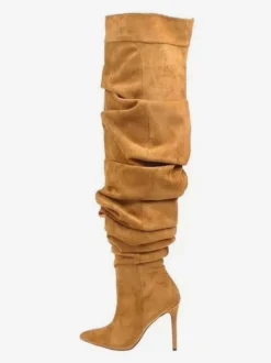 Bottes au-dessus du genou bottes hautes en denim bleu à bout pointu et à talons hauts