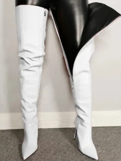 Bottes au-dessus du genou pour femmes bottes à bout pointu fermeture éclair talons aiguilles sexy cuissardes hautes