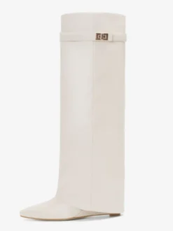 Bottes au genou pour femmes en cuir PU avec détails en métal Bottes hautes au genou