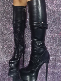Bottes au genou sexy à talons aiguilles chaussures femmes