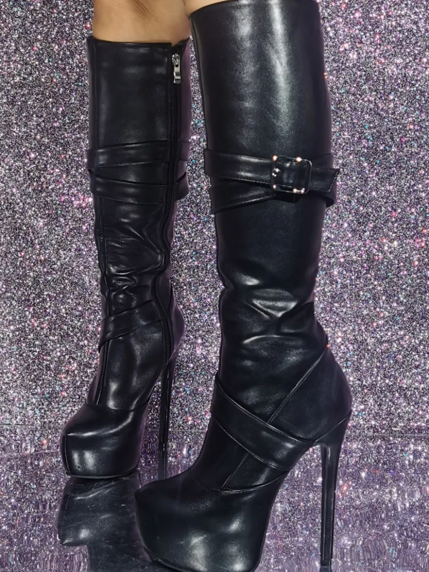 Bottes au genou sexy à talons aiguilles chaussures femmes