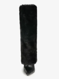 Bottes au Genou à Talons Hauts avec Bout Pointu en Cuir Synthétique Unicolore