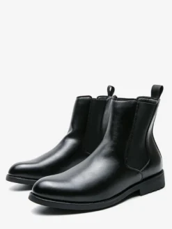 Bottes Chelsea classiques noires à enfiler pour homme bout pointu talons bas