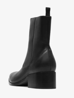 Bottes Chelsea pour hommes Bottines courtes à bout carré en cuir noir