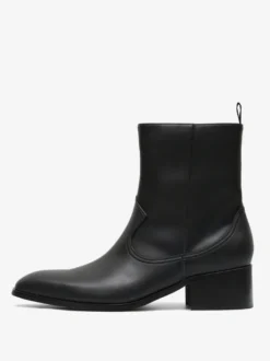 Bottes Chelsea pour hommes Bottines courtes à bout carré en cuir noir