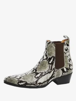 Bottes Chelsea pour hommes bottes courtes en cuir de vache à imprimé serpent bout pointu fermeture éclair à la cheville