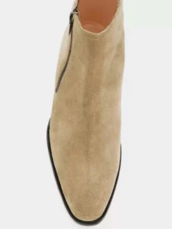 Bottes Chelsea pour hommes en cuir de vache marron café bout rond fermeture éclair bottines courtes