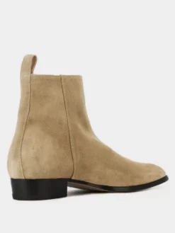Bottes Chelsea pour hommes en cuir de vache marron café bout rond fermeture éclair bottines courtes