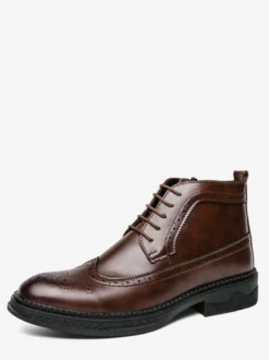 Bottes classiques à bout golf pour hommes bottines Derby en cuir à bout rond et talon bas