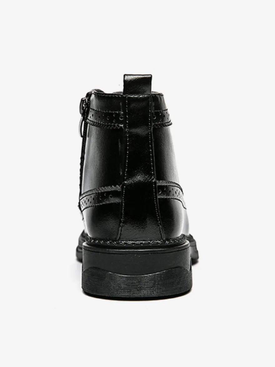 Bottes classiques à bout golf pour hommes bottines Derby en cuir à bout rond et talon bas