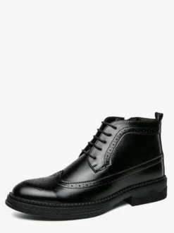 Bottes classiques à bout golf pour hommes bottines Derby en cuir à bout rond et talon bas