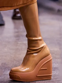Bottes Compensées Hautes Au Genou Cuissardes Élastiques À Bout Rond Femme