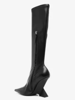 Bottes compensées pour femmes bottes à bout pointu et talon conçu bottes hautes au genou