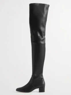 Bottes cuissardes à bout carré et talon épais pour femme