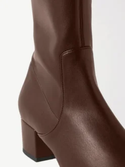 Bottes cuissardes à bout carré et talon épais pour femme
