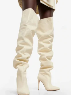 Bottes cuissardes grandes tailles à bout pointu et talons hauts