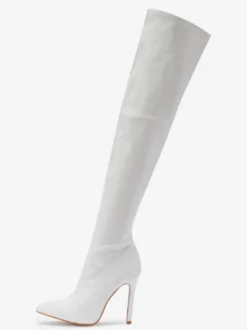 Bottes cuissardes noires pour femmes bout pointu talons hauts hauteur genou