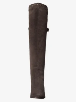 Bottes cuissardes plates cloutées à bout rond pour femmes