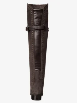 Bottes cuissardes plates cloutées à bout rond pour femmes