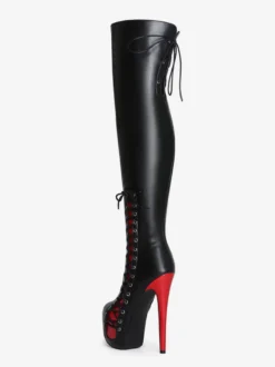 Bottes cuissardes sexy unisexes à plateforme et lacets à talons hauts au-dessus du genou